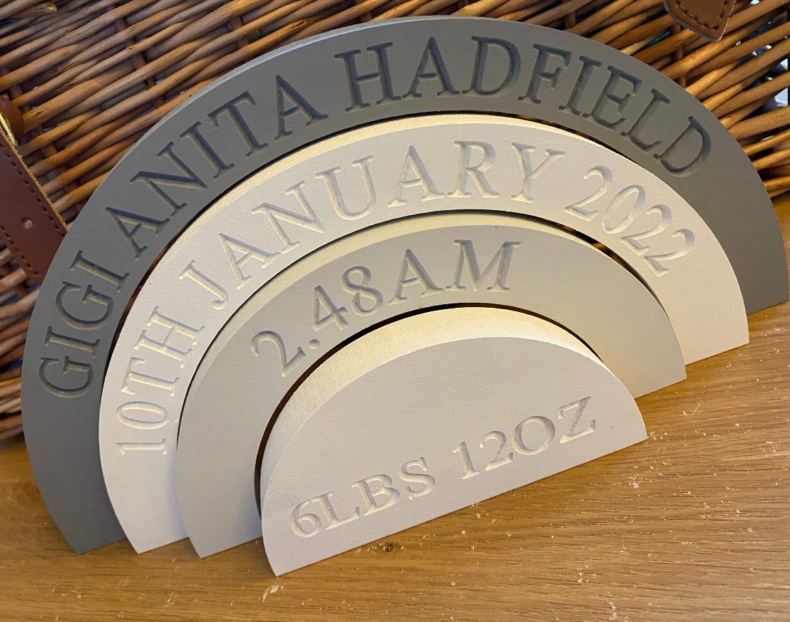 New Baby Gift - Personalised Wooden Rainbow