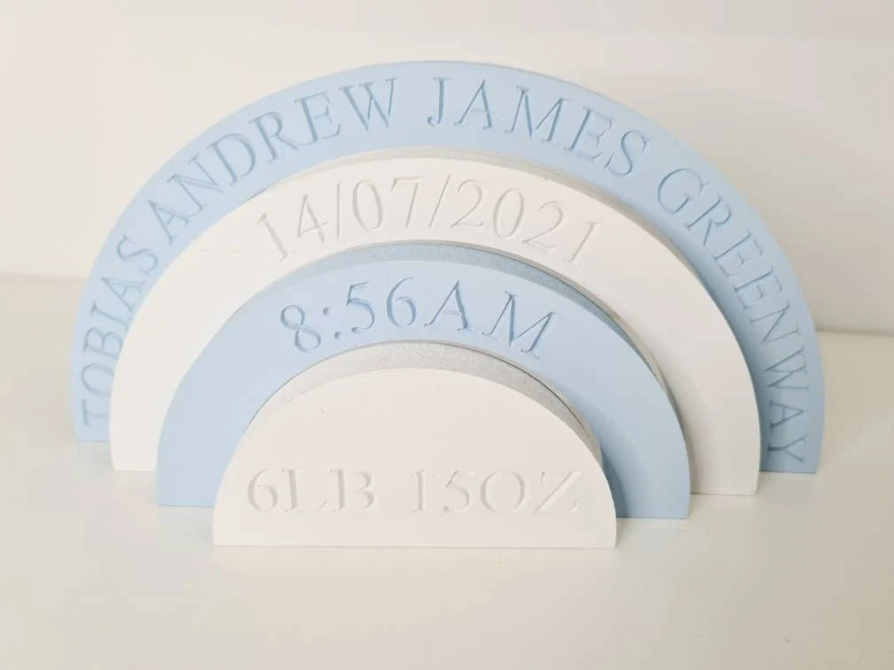 New Baby Gift - Personalised Wooden Rainbow