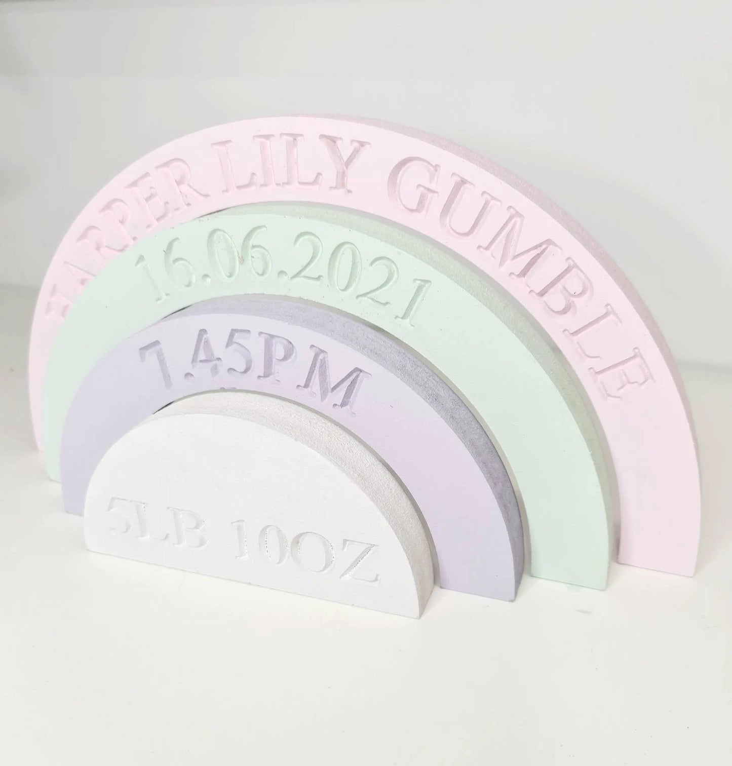 New Baby Gift - Personalised Wooden Rainbow