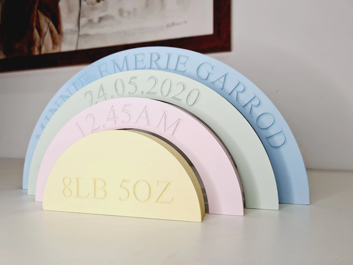 New Baby Gift - Personalised Wooden Rainbow