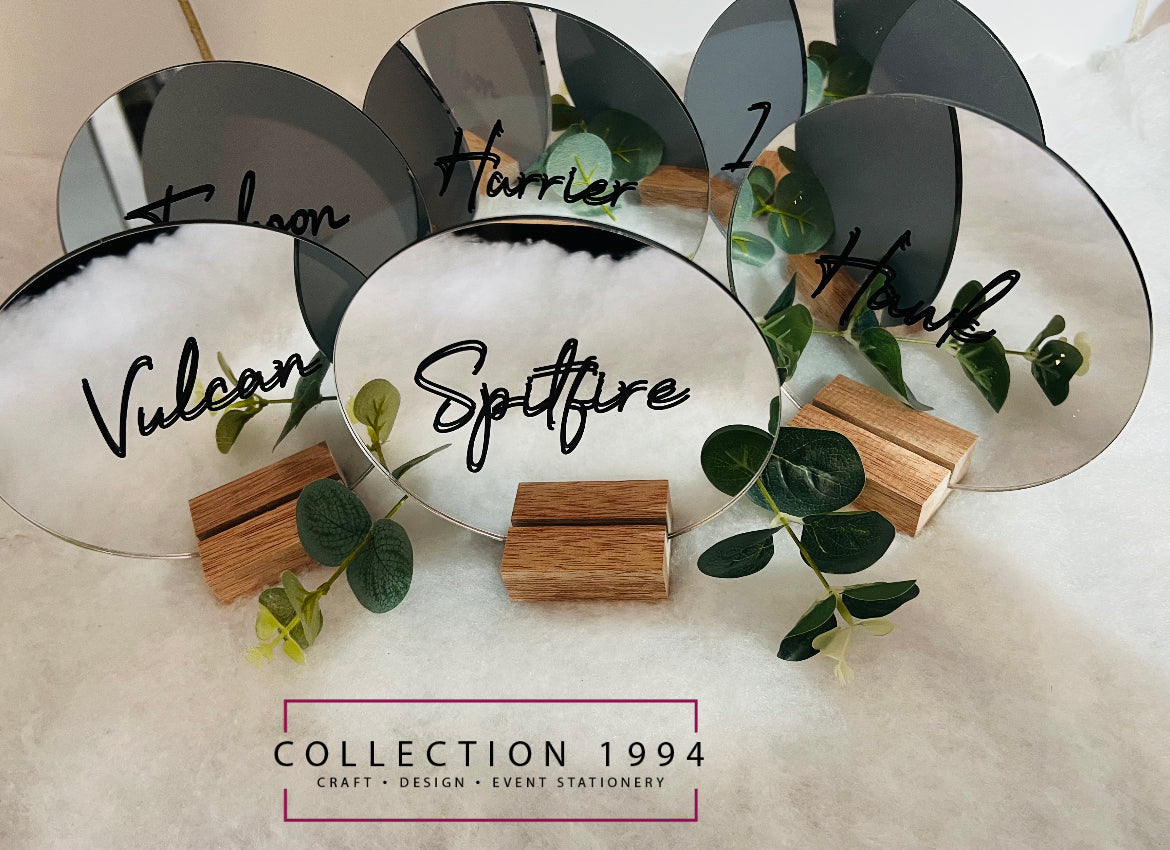 Hexagon Table Numbers with Wooden Stand
