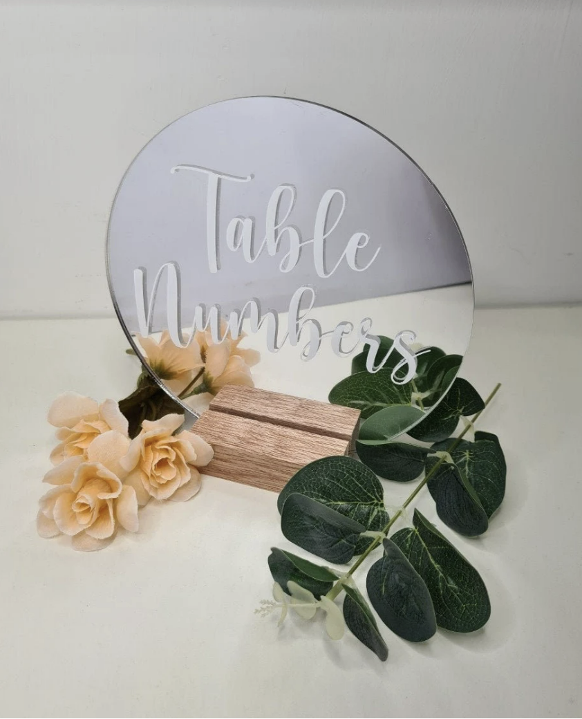 Circular Table Numbers with Wooden Stand