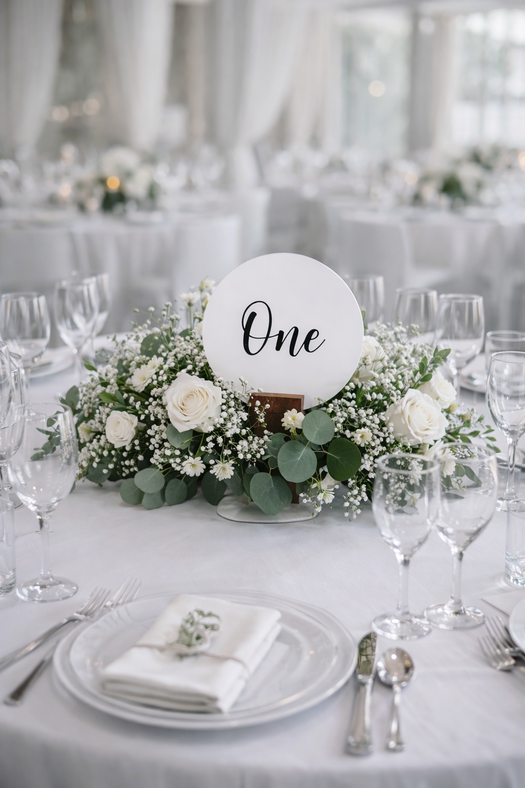 Circular Table Numbers with Wooden Stand