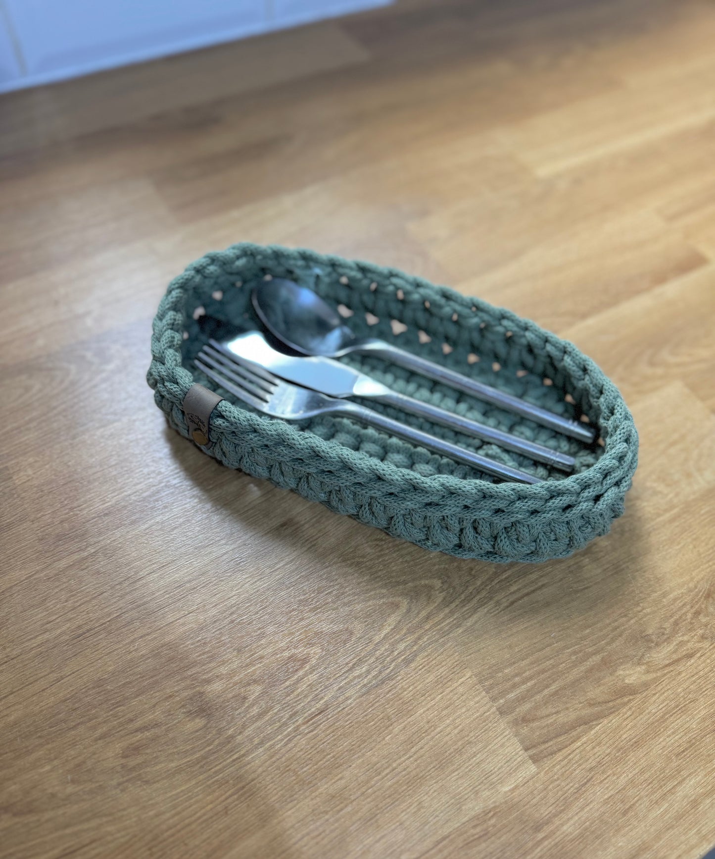 Crochet Cutlery Tray - Braided Cord Style