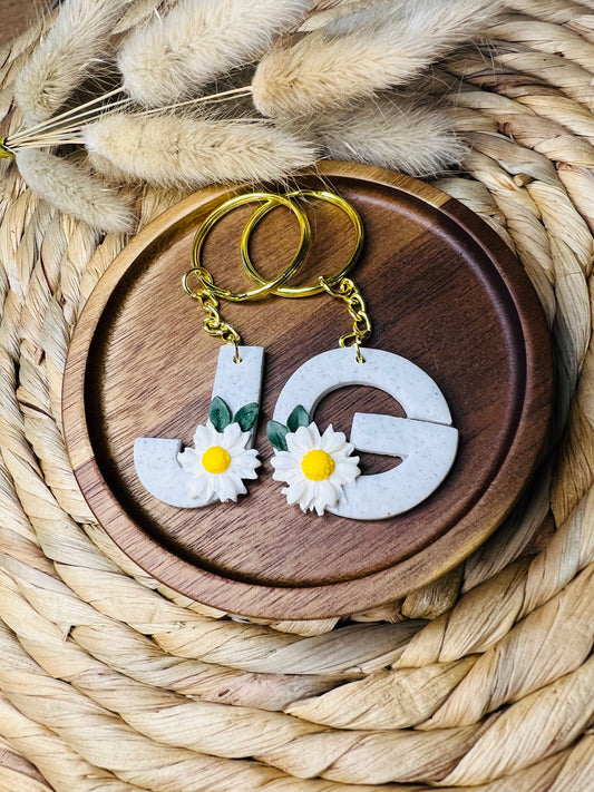 Daisy Flower Letter Keyring