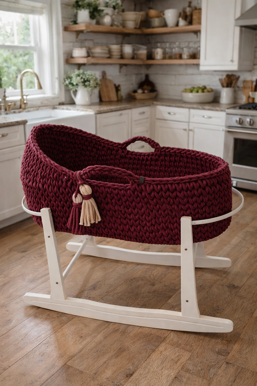 Hooded Moses Basket - Braided Cord Style