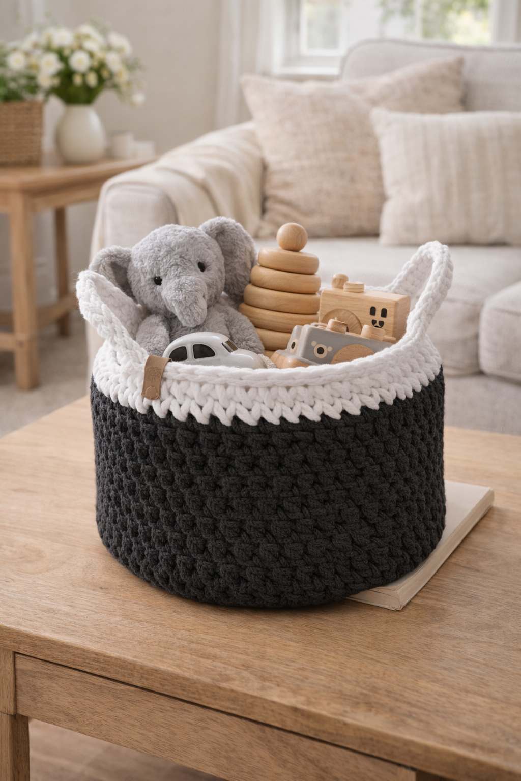 Crochet Toy Basket - Braided Cord Style